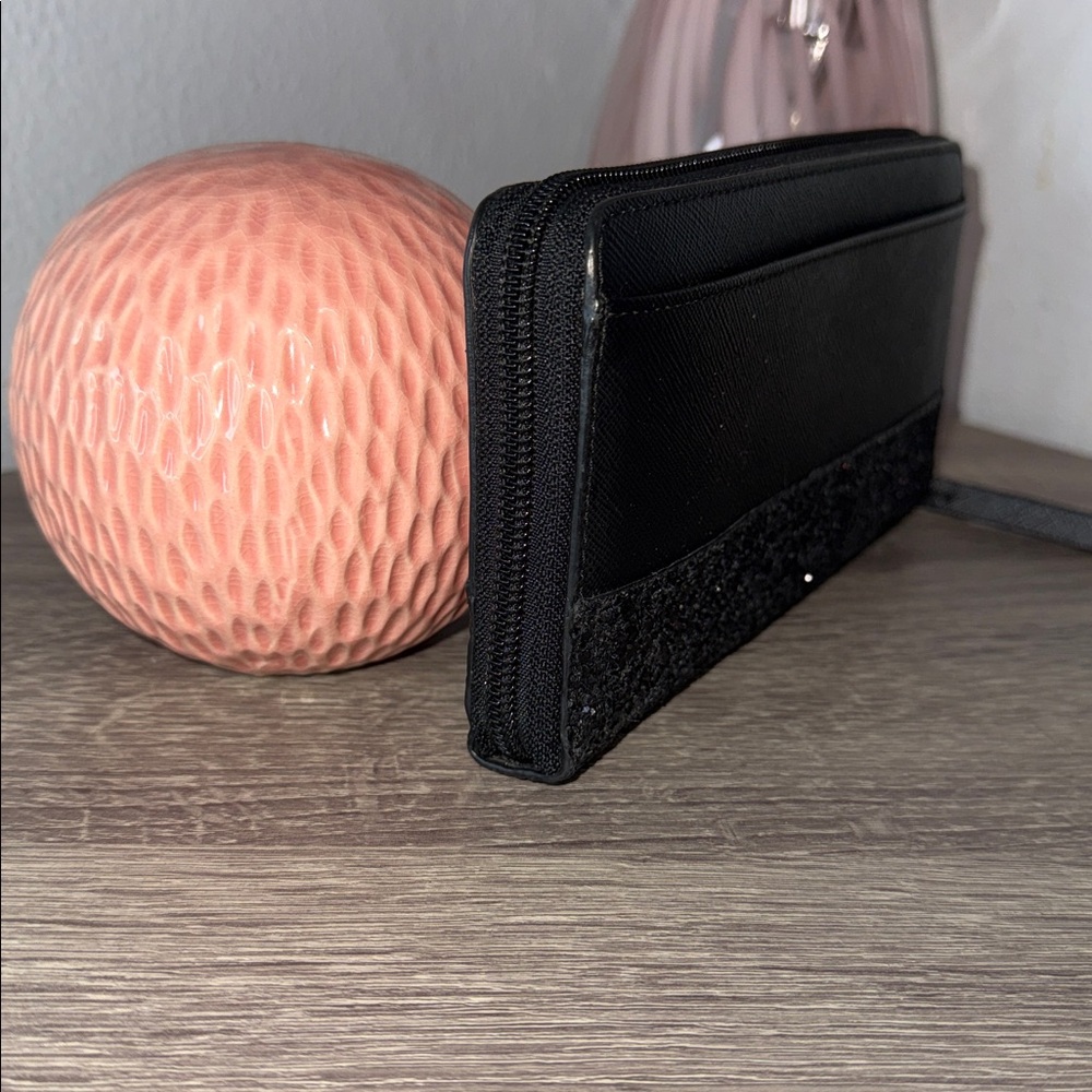 Kate Spade Black Glitter Zip Wallet - Picture 6 of 16